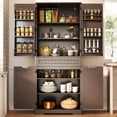 thumbnail image 1 of Pantry Cabinet Clearance, Lofka 71" Large Kitchen Storage Cabinet with Adjustable Shelves & Anti-Tip Design, 4 Doors, 12 Shelves, 1 Drawer, Dark Brown, 1 of 11