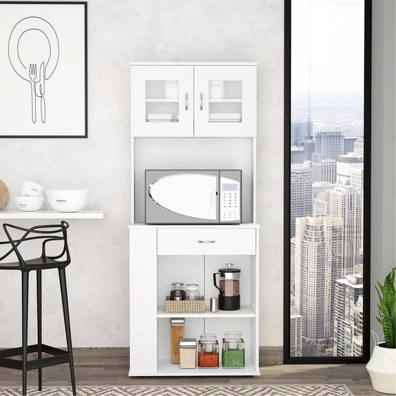 Pantry Cabinet with Double Entrances | Used to Store Kitchen Utensils and More | Constructed from Durable Particle Board | Solves Messy Storage Problems