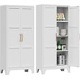 thumbnail image 1 of Pantry Cabinet,Kitchen Pantry Storage Cabinet with Doors and Adjustable Shelves,White Metal Kitchen Pantry Cabinet,Food Pantry Cabinet for Kitchen,Dinning Room- Assembly Required/White, 1 of 9