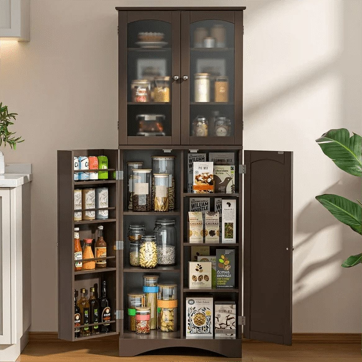 Pantry Lofka 64" Tall Kitchen Storage with Frosted
