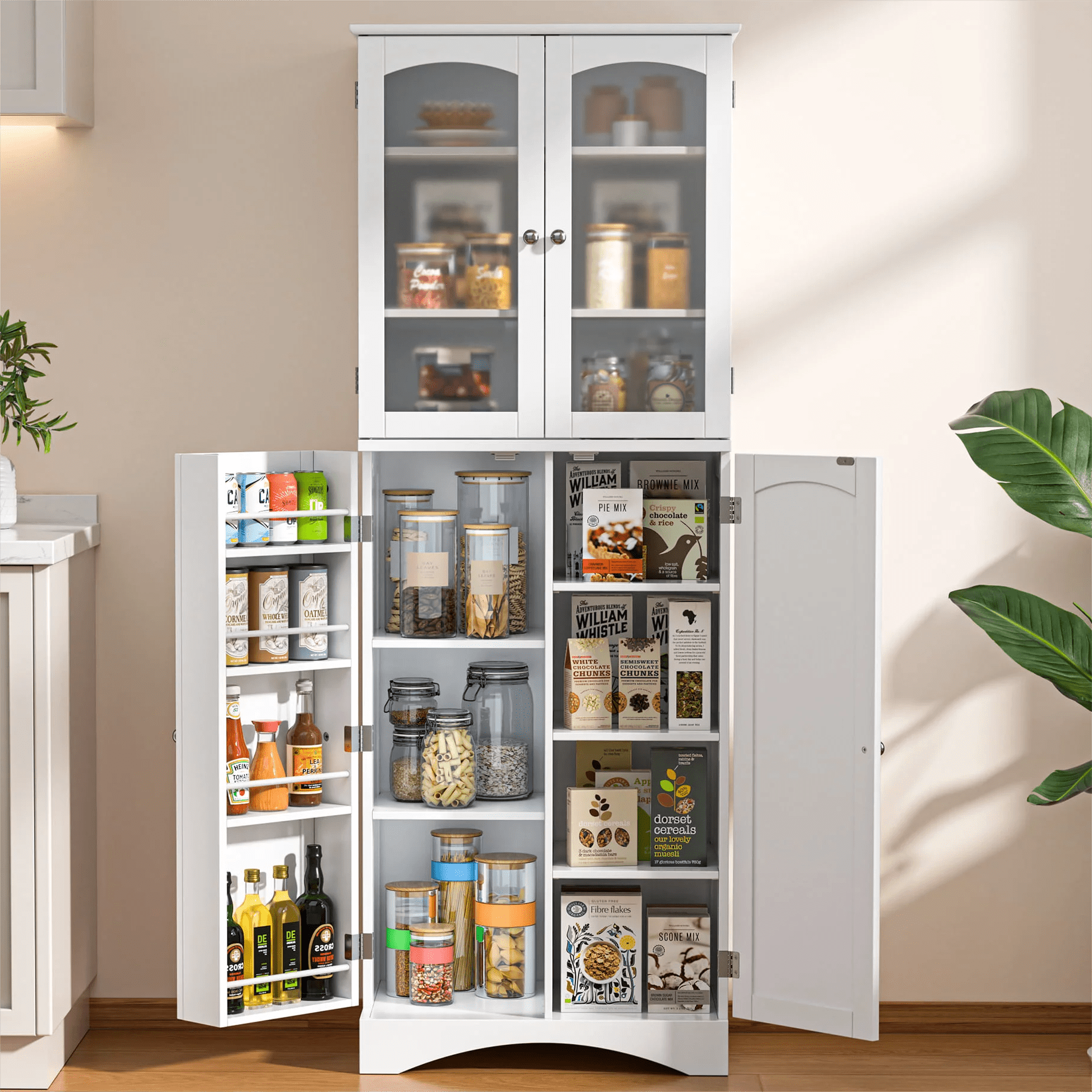 Pantry Lofka 64" Tall Kitchen Storage with Frosted