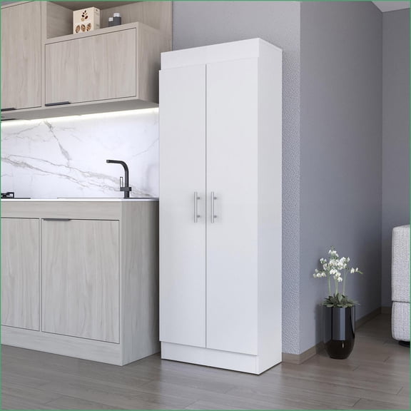 Kitchen Pantry Cabinet with 5-Shelf Storage, White | Contemporary | Engineered Wood