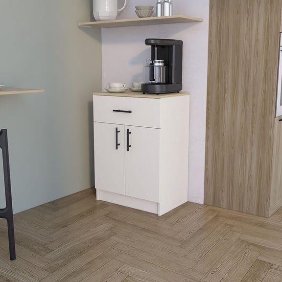 Pantry Cabinet Netal, Kitchen, Ivory / Natural Oak On-Site