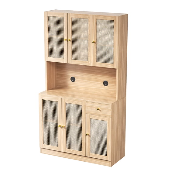Pantry Cabinet Tall Kitchen Cabinet Storage Cabinet With Doors 70.87 Inch Modern Tall Storage Cabinet With Countertop Soft Close Doors For Kitchen Living Room Dining Room