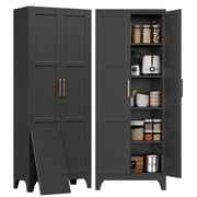Pantry Cabinets for Kitchen Storage,70.8 Tall Kitchen Storage Cabinets,Metal Kitchen Pantry Storage Cabinet with 2 Doors and 4 Adjustable Shelves,Metal Storage Cabinets for Kitchen,Living Room/Black