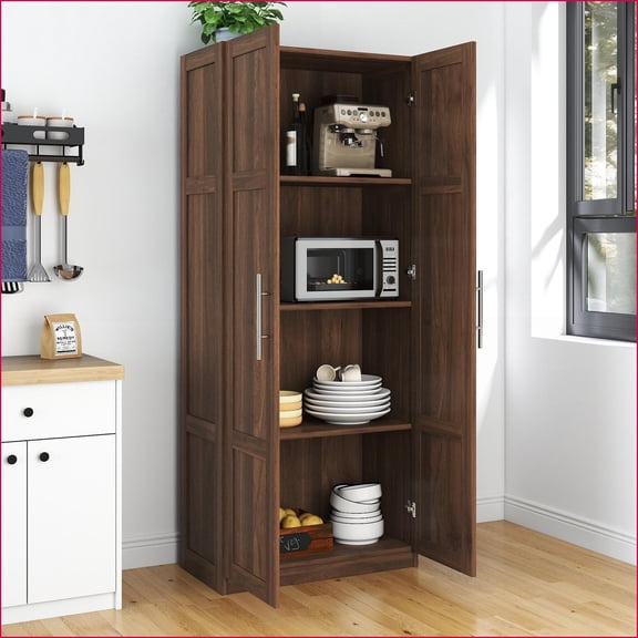 Pantry Cabinets with 2 Doors & 3 Shelves, Adjustable Storage for Kitchen | Particle Board+MDF