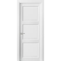 Pantry Kitchen 3-Panels Door with Hardware | Lucia 2661 White Silk | Single Panel Frame Trims | Bathroom Bedroom Sturdy Doors -36" x 84"