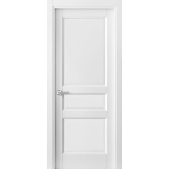 Pantry Kitchen 3-Panels Door with Hardware | Lucia 31 White Silk | Single Panel Frame Trims | Bathroom Bedroom Sturdy Doors-18" x 80"