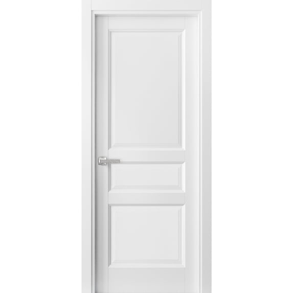 Pantry Kitchen 3-Panels Pre-Hung Door | Lucia 31 White Silk | Single Panel Frame Trims | Bathroom Bedroom Sturdy Doors-32" x 80"
