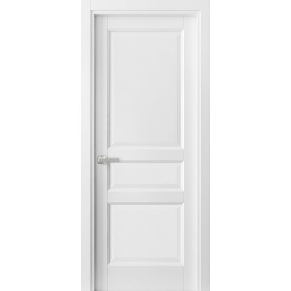 Pantry Kitchen 3-Panels Pre-Hung Door | Lucia 31 White Silk | Single Panel Frame Trims | Bathroom Bedroom Sturdy Doors-32" x 96"