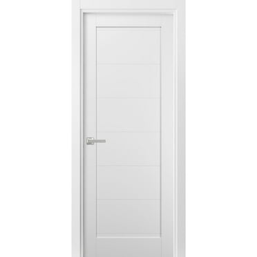 Pantry Kitchen Door 24 x 80 with Hardware | Quadro 4115 White Silk | Single Panel Frame Trims | Bathroom Bedroom Sturdy Doors