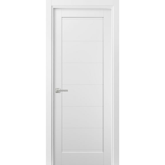 Pantry Kitchen Door 24 x 80 with Hardware | Quadro 4115 White Silk | Single Panel Frame Trims | Bathroom Bedroom Sturdy Doors
