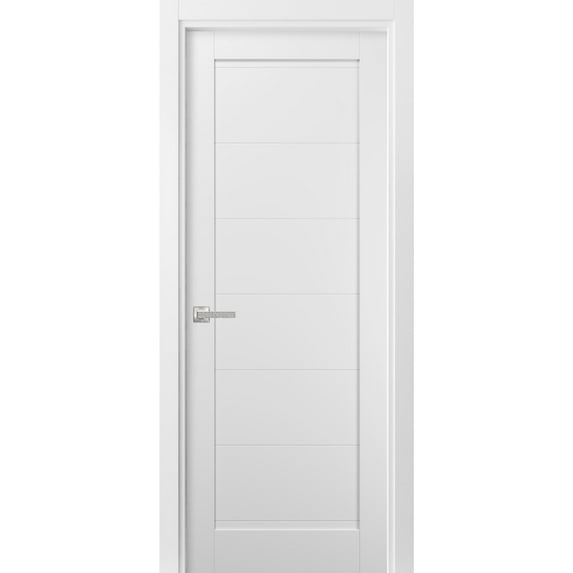 Pantry Kitchen Lite Pre-Hung Door with Hardware | Quadro 4115 White Silk | Single Panel Frame Trims | Bathroom Bedroom Sturdy Doors -28" x 80"