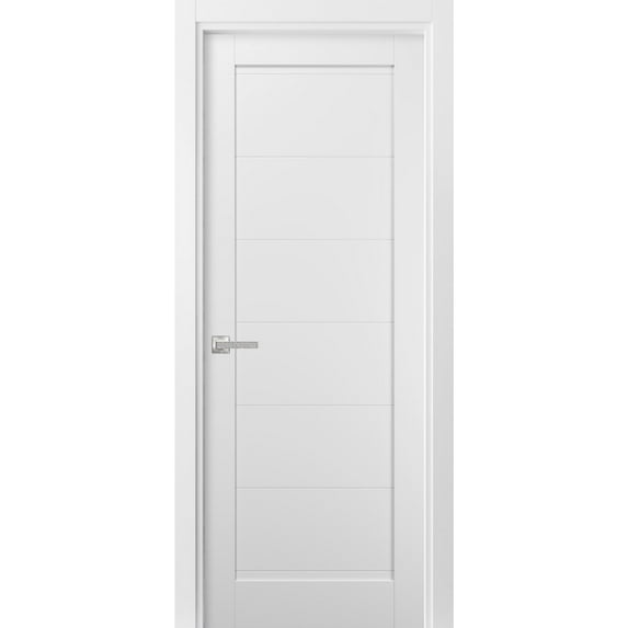 Pantry Kitchen Door 42 x 96 with Hardware | Quadro 4115 White Silk | Single Panel Frame Trims | Bathroom Bedroom Sturdy Doors