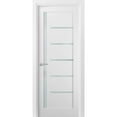 thumbnail image 1 of Pantry Kitchen Lite Door 28 x 80 with Hardware | Quadro 4088 White Silk with Frosted Opaque Glass | Single Panel Frame Trims | Bathroom Bedroom Sturdy Doors, 1 of 7