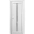 thumbnail image 1 of Pantry Kitchen Lite Door 28 x 84 with Hardware | Quadro 4112 White Silk with Frosted Opaque Glass | Single Panel Frame Trims | Bathroom Bedroom Sturdy Doors, 1 of 6