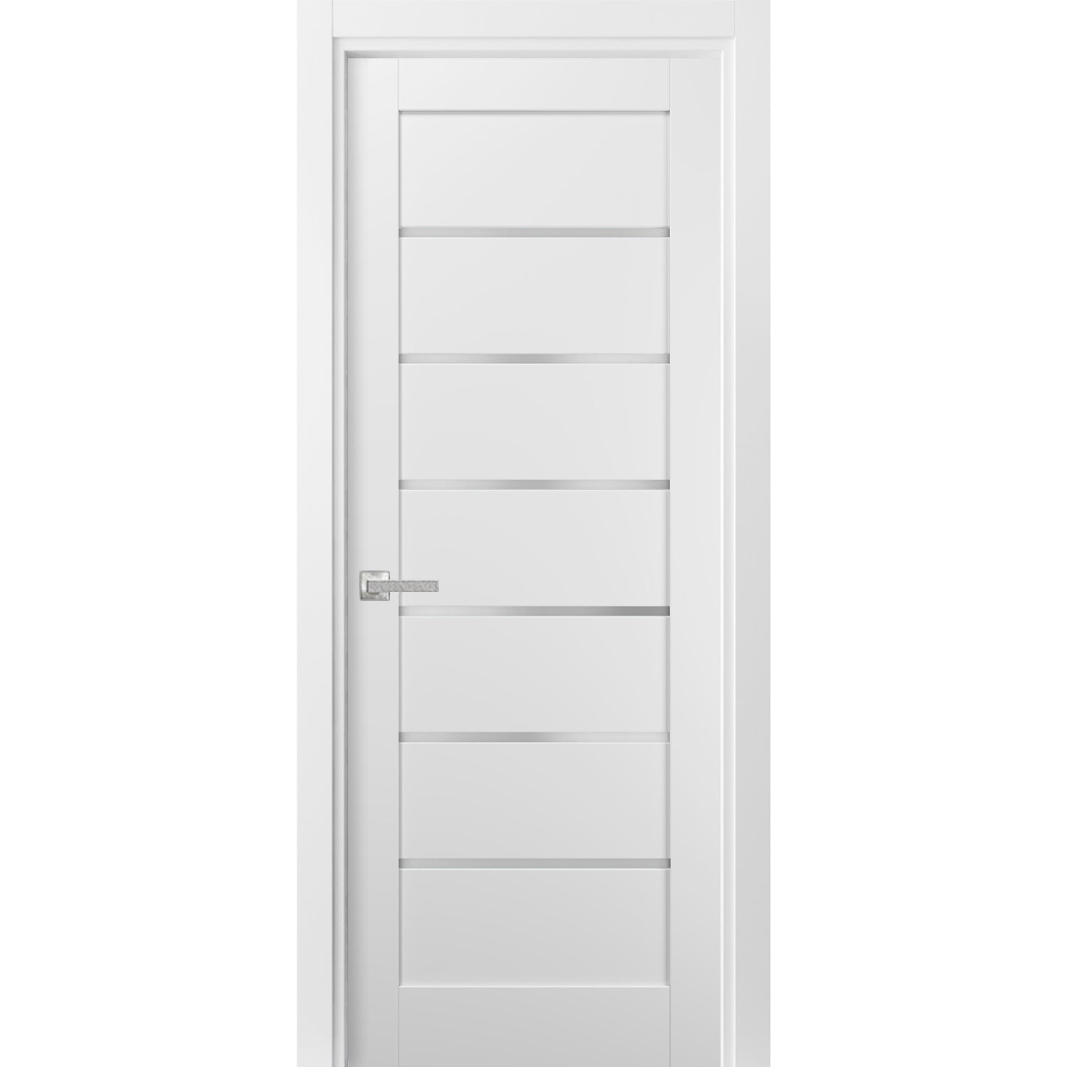 White MDF Pantry Door with Frosted Glass and Black Hardware