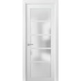thumbnail image 1 of Pantry Kitchen Lite Door 30 x 96 with Hardware | Quadro 4002 White Silk with Frosted Opaque Glass | Single Panel Frame Trims | Bathroom Bedroom Sturdy Doors, 1 of 6