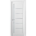 thumbnail image 1 of Pantry Kitchen Lite Door 32 x 80 with Hardware | Quadro 4088 White Silk with Frosted Opaque Glass | Single Panel Frame Trims | Bathroom Bedroom Sturdy Doors, 1 of 7