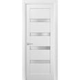 thumbnail image 1 of Pantry Kitchen Lite Door 42 x 84 with Hardware | Quadro 4113 White Silk with Frosted Opaque Glass | Single Panel Frame Trims | Bathroom Bedroom Sturdy Doors, 1 of 6