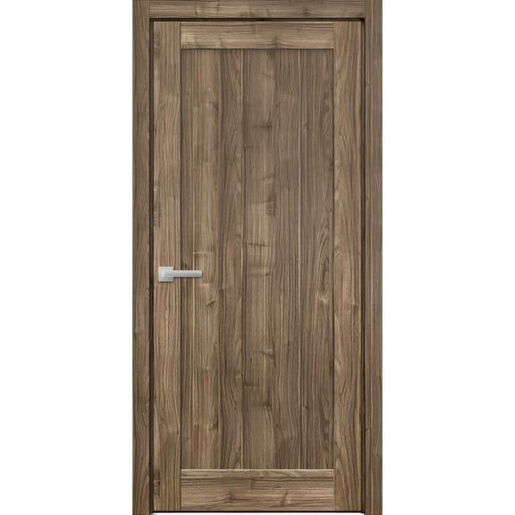 Pantry Kitchen Lite Door Hardware | Quadro 4111 Walnut | Single Panel Frame Trims | Bathroom Bedroom Sturdy Doors -42" x 84"