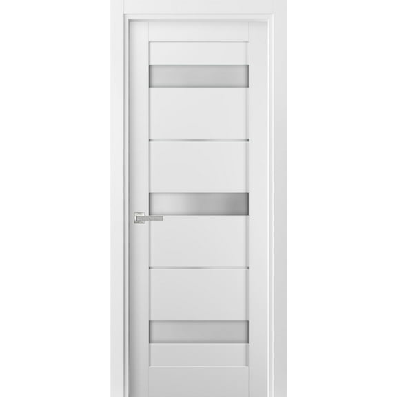 Pantry Kitchen Lite Door with Hardware | Quadro 4055 White Silk with Frosted Opaque Glass | Sample of Color
