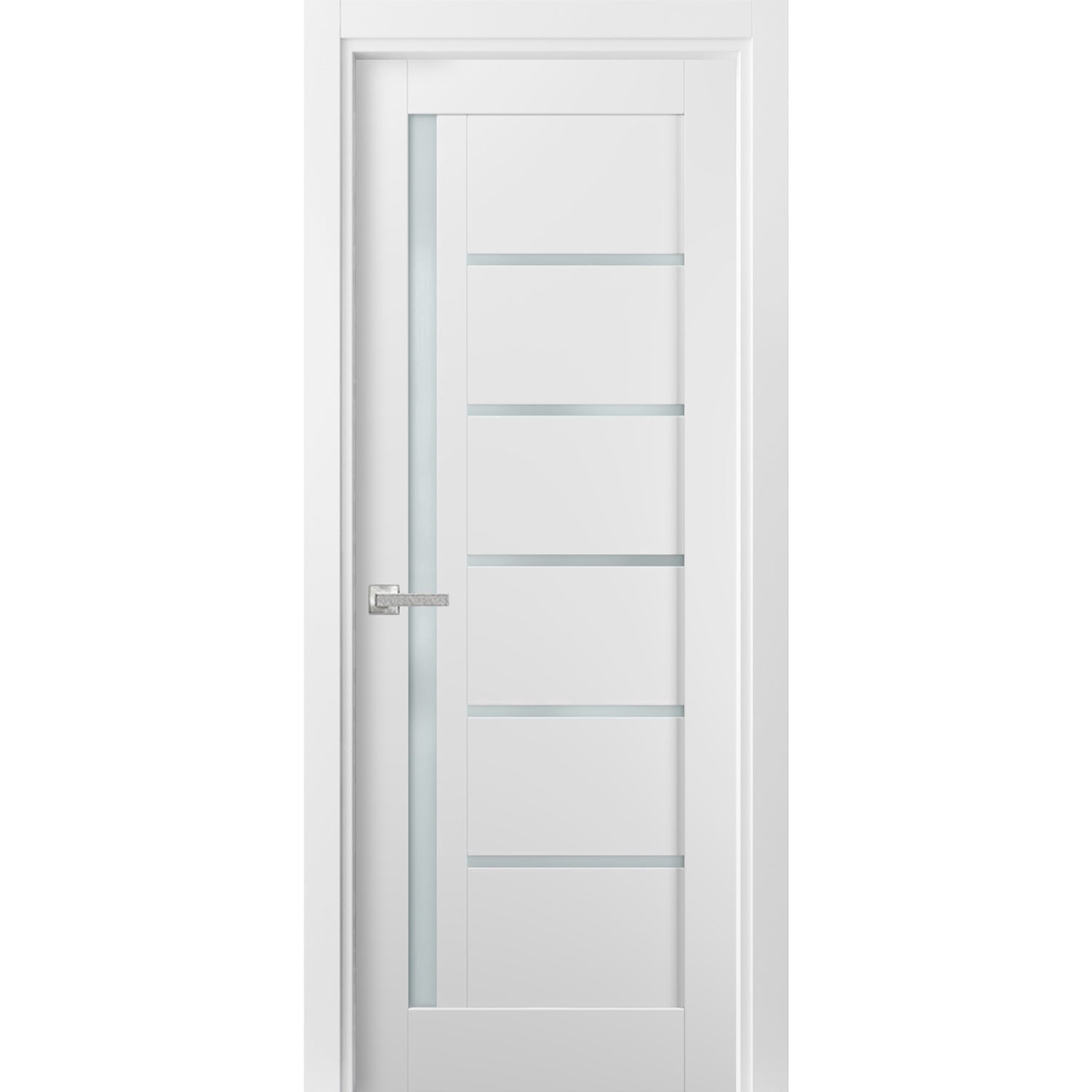 Pantry Kitchen Lite Door with Hardware | Quadro 4088 White Silk with Frosted Opaque Glass | Sample of Color