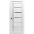 thumbnail image 1 of Pantry Kitchen Lite Pre-Hung Door with Hardware | Quadro 4088 White Silk with Frosted Opaque Glass | Single Panel Frame Trims | Bathroom Bedroom Sturdy Doors -42" x 84", 1 of 6