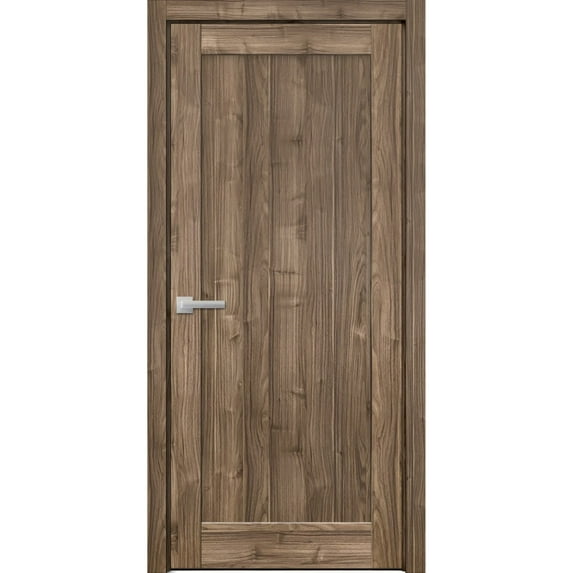 Pantry Kitchen Lite Pre-Hung Door Hardware | Quadro 4111 Walnut | Single Panel Frame Trims | Bathroom Bedroom Sturdy Doors -42" x 96"