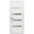 thumbnail image 1 of Pantry Kitchen Lite Pre-Hung Door with Hardware | Quadro 4113 White Silk with Frosted Opaque Glass | Single Panel Frame Trims | Bathroom Bedroom Sturdy Doors -18" x 96", 1 of 6