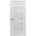 thumbnail image 1 of Pantry Kitchen Lite Pre-Hung Door with Hardware | Quadro 4117 White Silk with Frosted Opaque Glass | Single Panel Frame Trims | Bathroom Bedroom Sturdy Doors -28" x 84", 1 of 7