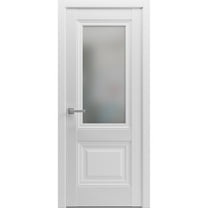 Pantry Kitchen Lite Pre-Hung Door | Lucia 8822 White Silk with Frosted Opaque Glass | Single Panel Frame Trims | Bathroom Bedroom Sturdy Doors-18" x 84"
