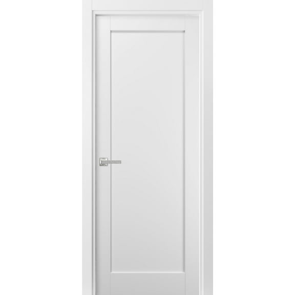Pantry Kitchen Lite Pre-Hung Door with Hardware | Quadro 4111 White Silk | Single Panel Frame Trims | Bathroom Bedroom Sturdy Doors -18" x 84"