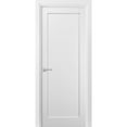 thumbnail image 1 of Pantry Kitchen Lite Pre-Hung Door with Hardware | Quadro 4111 White Silk | Single Panel Frame Trims | Bathroom Bedroom Sturdy Doors -18" x 96", 1 of 6