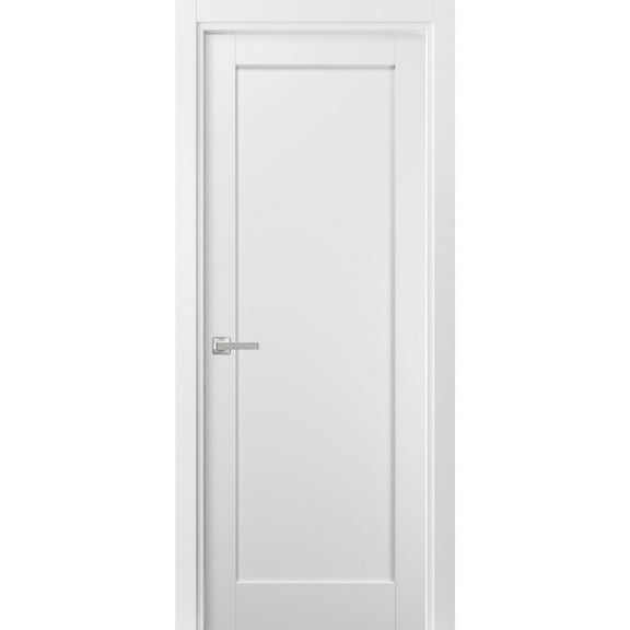 Pantry Kitchen Lite Pre-Hung Door with Hardware | Quadro 4111 White Silk | Single Panel Frame Trims | Bathroom Bedroom Sturdy Doors -36" x 84"