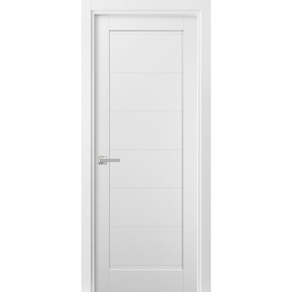 Pantry Kitchen Lite Pre-Hung Door with Hardware | Quadro 4115 White Silk | Single Panel Frame Trims | Bathroom Bedroom Sturdy Doors -18" x 84"