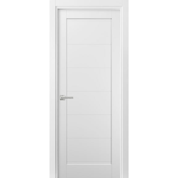 Pantry Kitchen Lite Pre-Hung Door with Hardware | Quadro 4115 White Silk | Single Panel Frame Trims | Bathroom Bedroom Sturdy Doors -24" x 84"