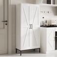 thumbnail image 1 of BOCVKENN Pantry - Kitchen Pantry Cabinet,Farmhouse Storage Cabinet with 2 Barn Doors & Adjustable Shelves, Tall Cabinet Freestanding Storage Cupboard for Kitchen, Dining Room, Bathroom, 1 of 11