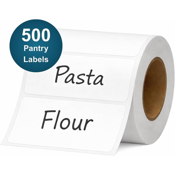 Pantry Labels for Containers, Blank White Kitchen Storage Stickers  70mm x 25mm (2.7 x 1), 500/Roll, Strong Permanent Adhesive, Food Safe, for Jars, Spice Containers & Pantry Organization