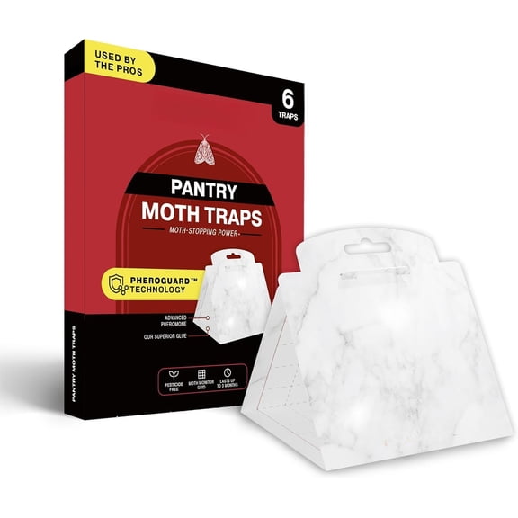 Pantry Moth with Extra Strength Pheromone Technology - XL, Extra-Strength Flour & Indian Meal Moth - Protects Kitchen Cabinets & Storage - Marble, 6PK