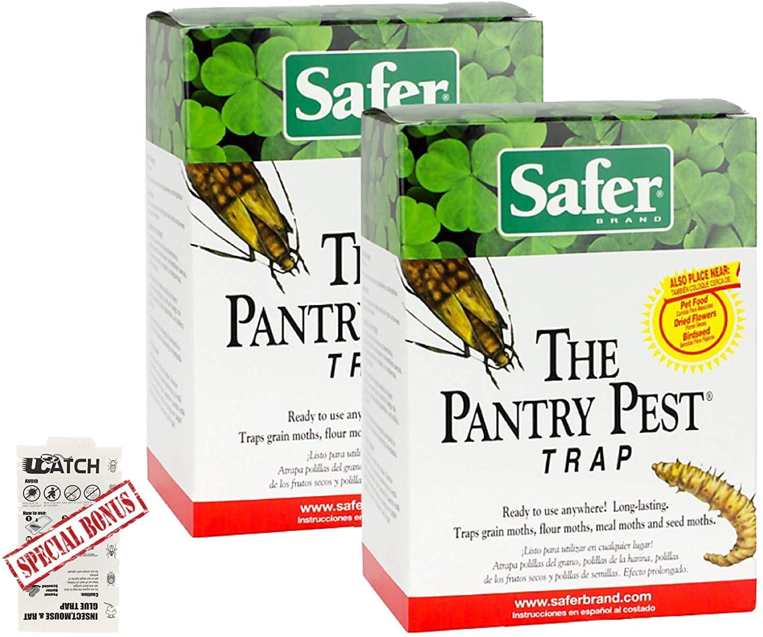 TERRO T2900 (Pack of 2) Pantry Moth Traps - Traps grain moths, flour moths,  meal moths, and seed moths, (Packaging May Vary)