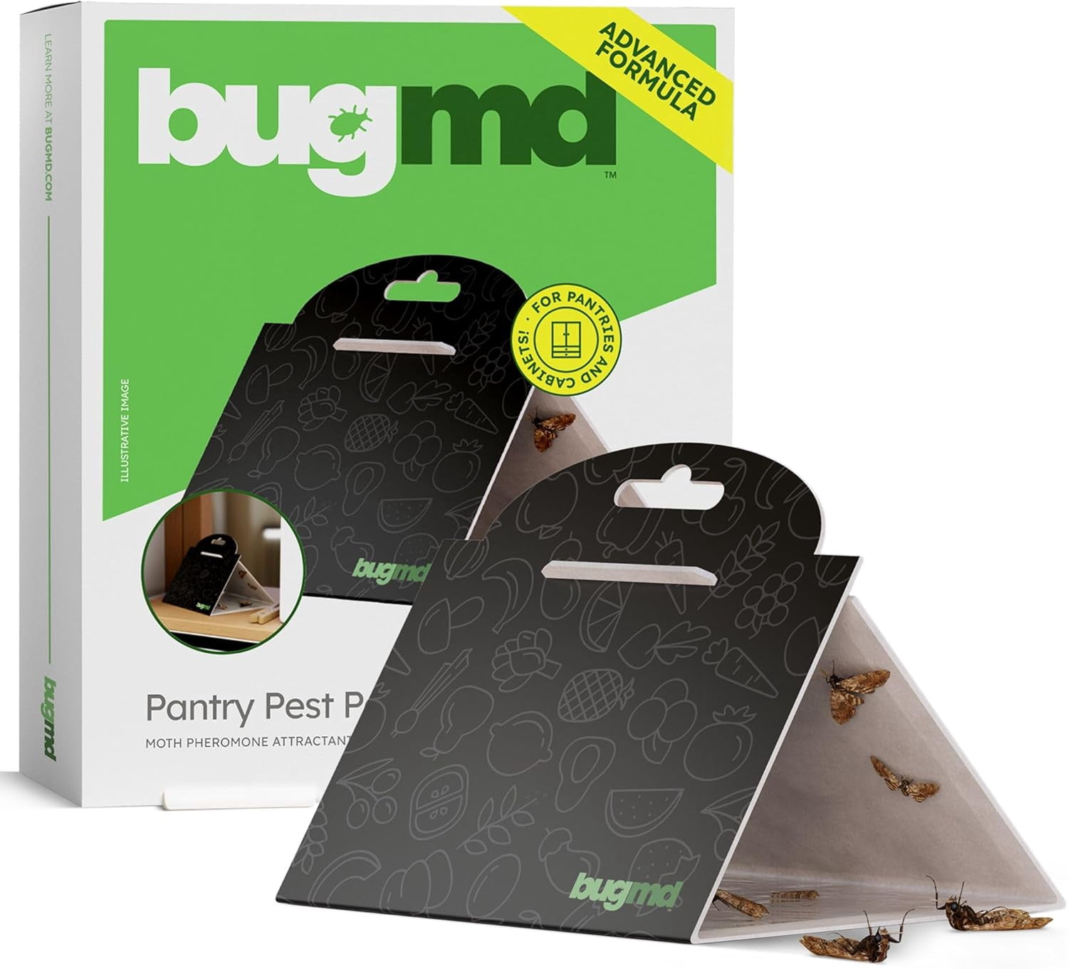 Pantry Moth Traps (6-Pack) – Pheromone-Based Sticky Glue Traps, Non-Toxic, Kills Indian Meal Moths – Kitchen & Food-Storage Safe - Black
