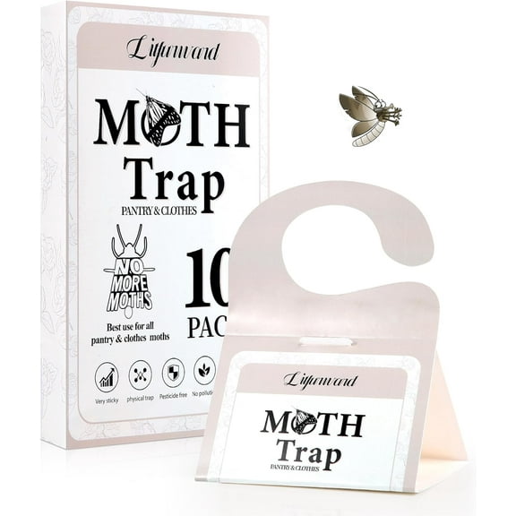 Pantry Moth Traps - Extra Strength Hanging Clothes Clothing Moth Traps with Pheromone for House Pantry Indoor Closets - 10 Pack