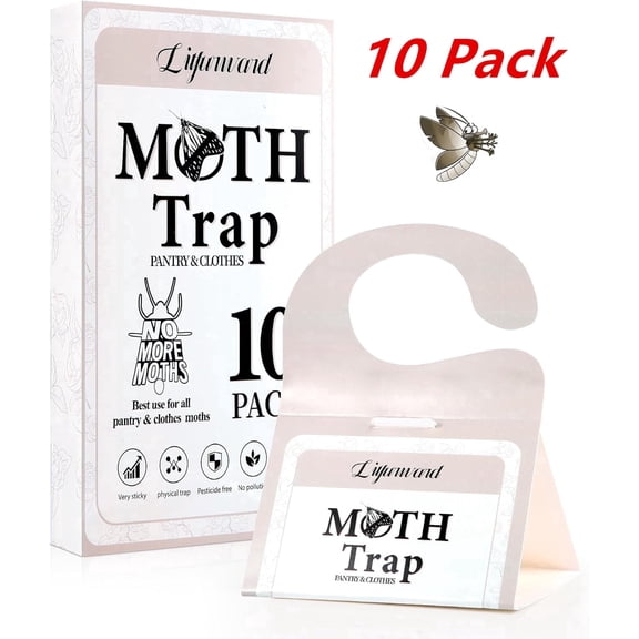 Pantry Moth Traps - Extra Strength Hanging Clothes Clothing Moth Traps with Pheromone for House Pantry Indoor Closets - 10 Pack
