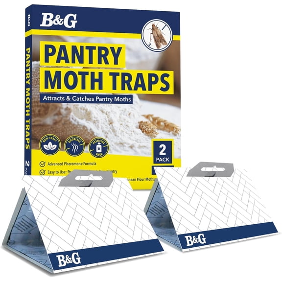 Pantry Moth Traps with Pheromones Prime (2-Pack), Odorless Kitchen Moth Prevention, Indian Meal Moth Traps for House Pantry, How to Get Rid of Moths in House, Sticky Glue Food Moth Traps