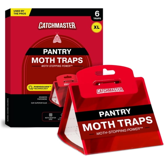 Pantry Moth Traps with Premium Extra Strength Pheromone Technology XL, Extra-Strength Flour & Indian Meal Moth Traps Protects Kitchen Cabinets & Food Storage Red, 6PK