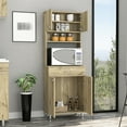 thumbnail image 1 of Pantry Oak Double Door Cabinet - Ample Storage Available. Bottom For Extra Storage, Two Interior Shelves In Top, Shelf Spices, Open Area Microwaves & Mini Stoves, Drawer Utensils, Particle Board, 1 of 6