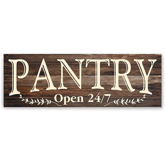 Pantry Open 24/7 Rustic Wood Wall Sign 10x30 (Brown Unframed)