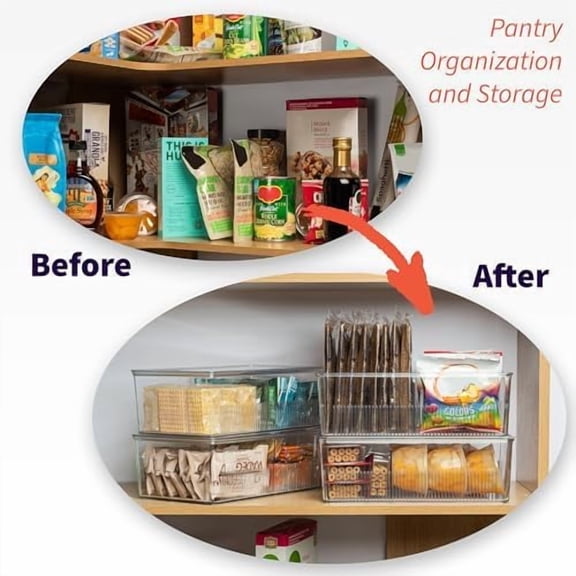 Pantry Organization and Storage Bins with Removable Dividers & Lids – Perfect Pantry Organizers or Kitchen Organization – Refrigerator Organizer Bins, Cabinet Organizers, 2 Pack
