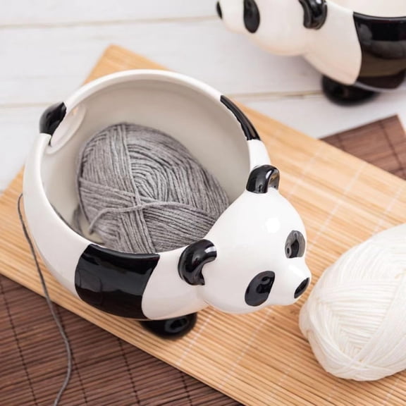 Pantry Organizers and Storage Clearance! 1*Panda Shape Living Room Table Wool Textile Storage Bowl Ornament Yarn Bowl Panda Shape Cute Ceramic Realistic Knitting Sewing Yarn Holder Crochet Bowl
